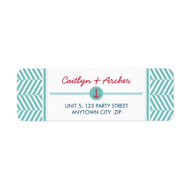 RETURN ADDRESS LABEL modern nautical anchor theme (Front)