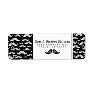 RETURN ADDRESS LABEL Modern Script Moustache Boy