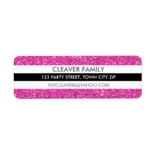 RETURN ADDRESS LABEL modern stripe glitter pink