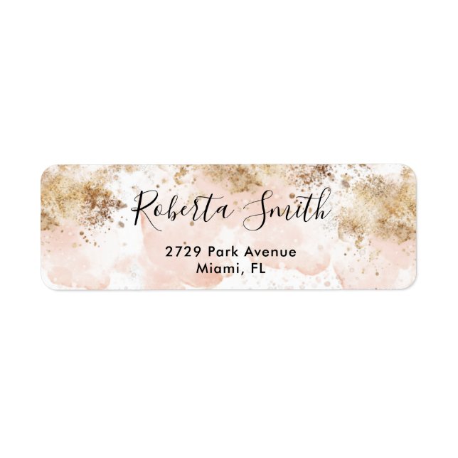 Return Address Label Pink & Gold (Front)