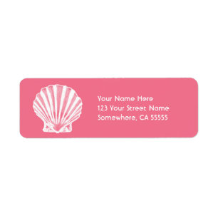 Return Address Label//Pink Sea Shell