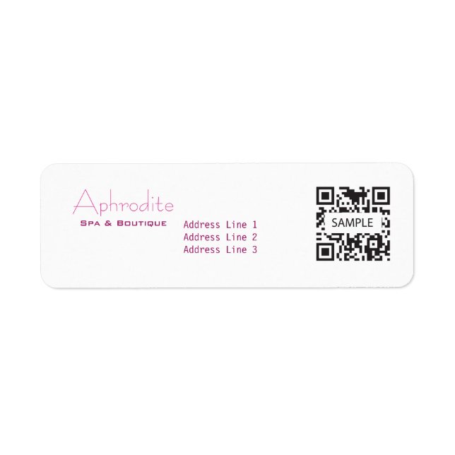 Return Address Label Template Aphrodite Spa (Front)