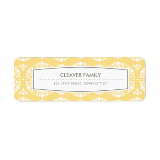 RETURN ADDRESS LABEL vintage floral pattern yellow