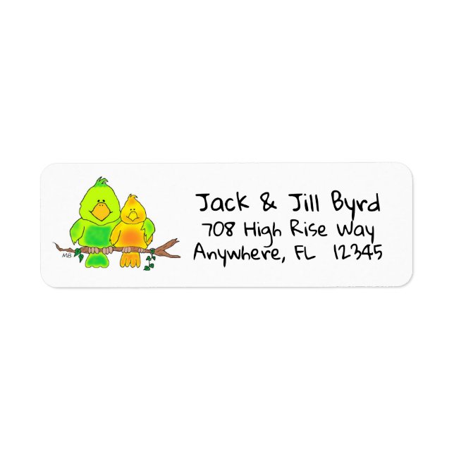 Return Address Label Whimsical Birds (Front)