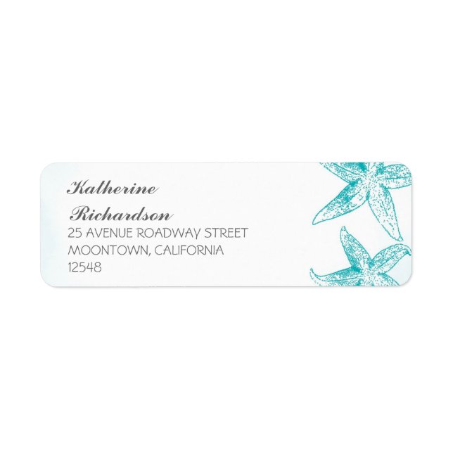 return address label with blue starfish couple (Front)