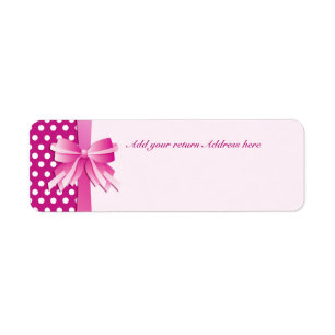 Return Address Label with Pink Polka Dots and Bow