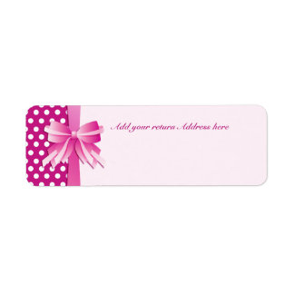 Return Address Label with Pink Polka Dots and Bow