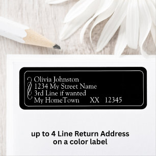 Return Address Labels, Black White Infinity Scroll