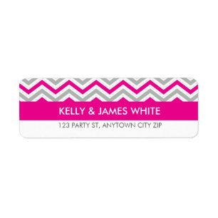 RETURN ADDRESS LABELS : chevron stripe hot pink