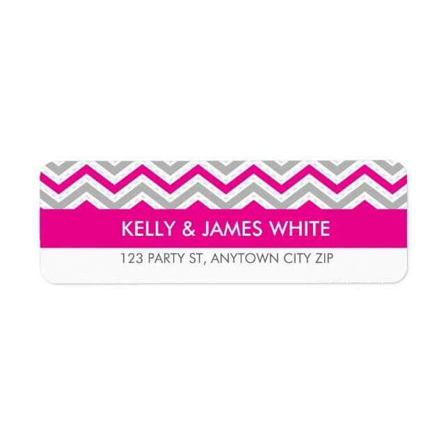RETURN ADDRESS LABELS : chevron stripe hot pink (Front)