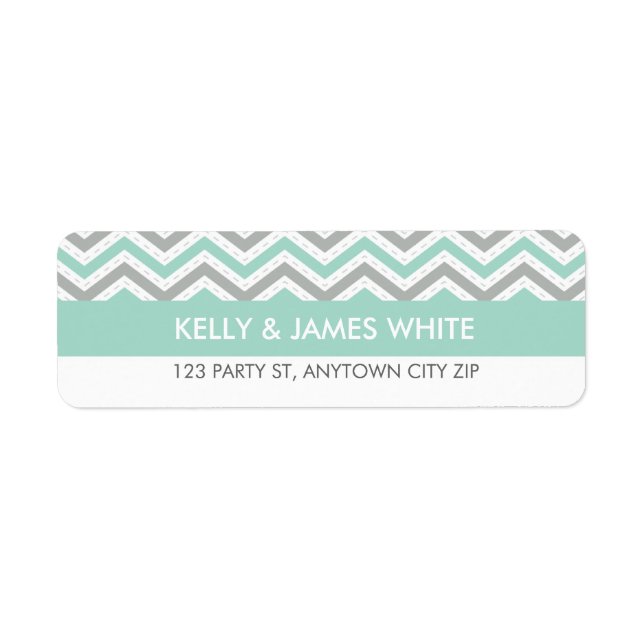 RETURN ADDRESS LABELS : chevron stripe pastel mint (Front)