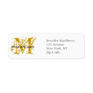 Return Address Labels Chic Monogram Gold