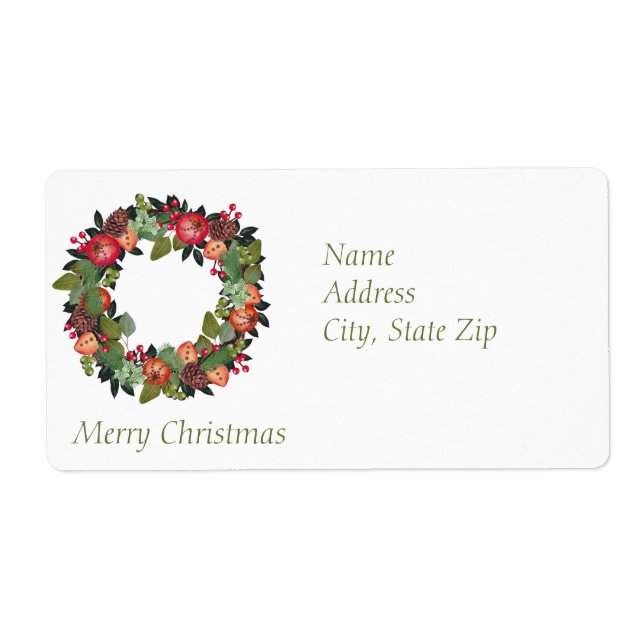 Return Address Labels - Christmas wreath (Front)