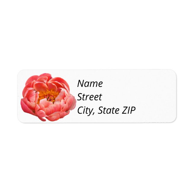 Return Address Labels Coral Peony (Front)