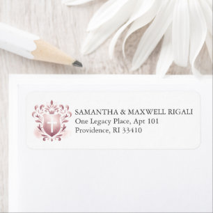 Return Address Labels Dusty Pink Crest