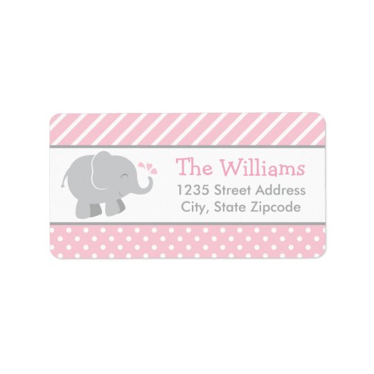 Return Address Labels | Elephant Pink and Grey