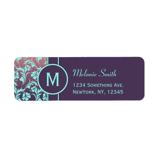 Return address labels monogram purple Custom