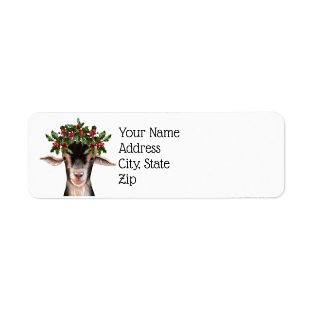 Return Address Labels - Posey the Goat & Holly (Front)