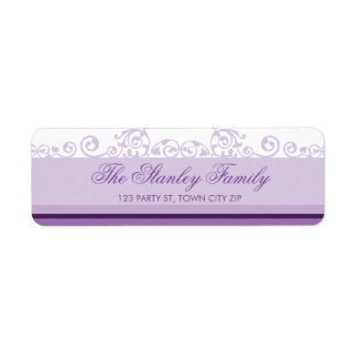 RETURN ADDRESS LABELS pretty curls violet purple
