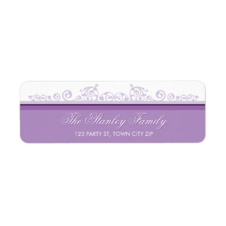 RETURN ADDRESS LABELS pretty curls violet purple