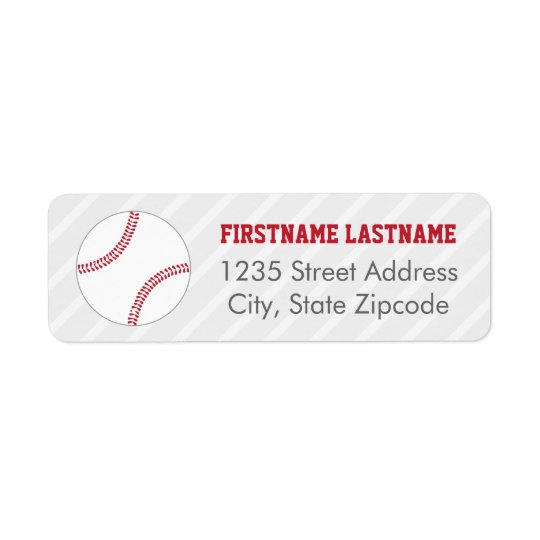 Return Address Labels | Red Baseball Theme
