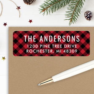 Return Address Labels   Red Buffalo Plaid