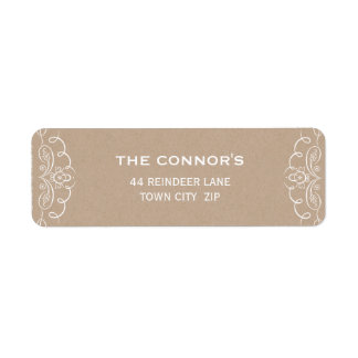 RETURN ADDRESS LABELS stylish elegant kraft white