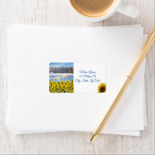 Return Address Labels Sunflower Floral Polar Bear