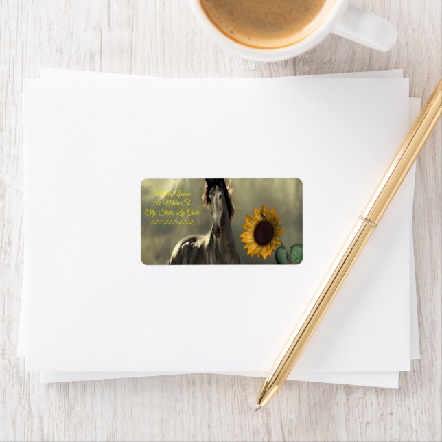 Return Address Labels Sunflower Horse (Insitu)