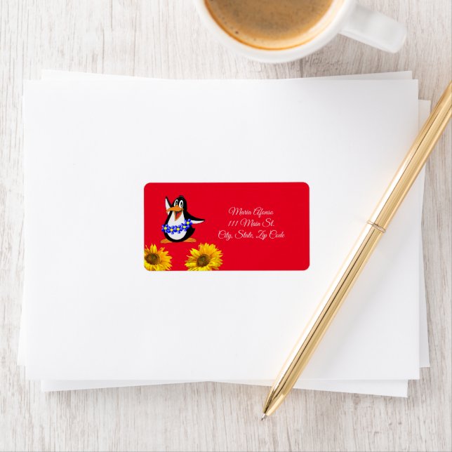 Return Address Labels Sunflower Penguin (Insitu)