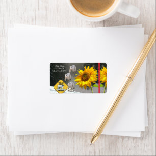 Return Address Labels Sunflower Polar Bear Floral