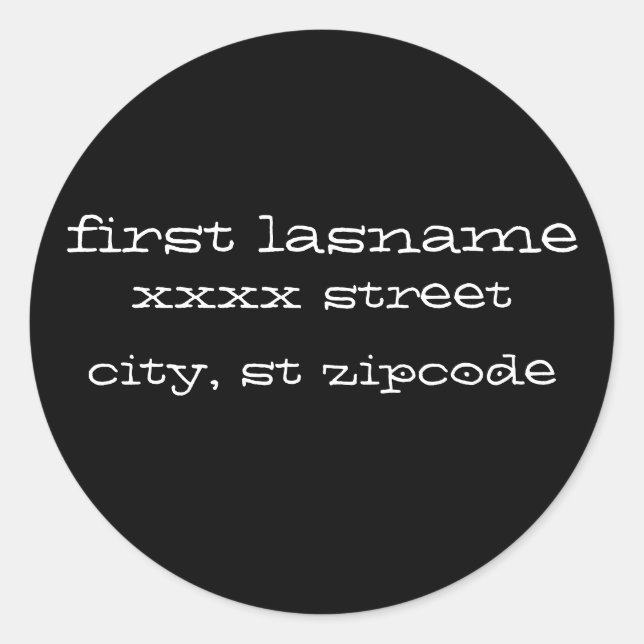 return address labels - white on black (Front)