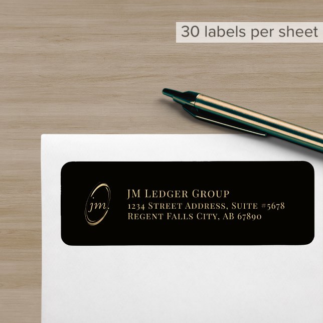 Return Address Labels with Gold Monogram Emblem (Creator Uploaded)