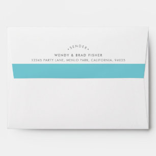 RETURN ADDRESS modern aqua turquoise blue band Envelope