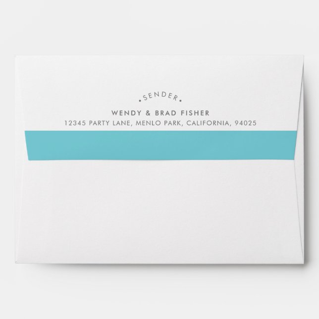 RETURN ADDRESS modern aqua turquoise blue band Envelope (Back (Top Flap))