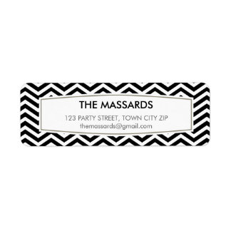 RETURN ADDRESS modern chevron pattern black white