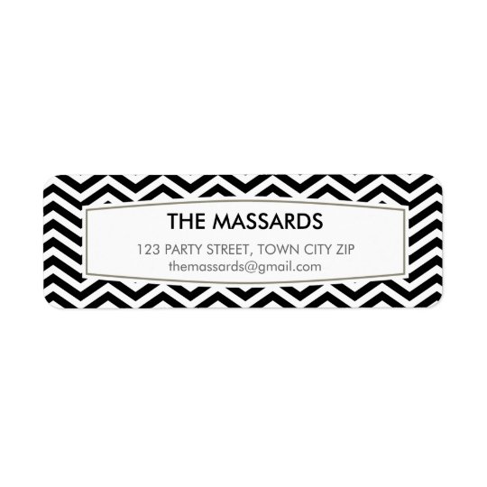 RETURN ADDRESS modern chevron pattern black white Return Address Label