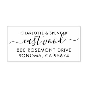 Return Address Modern Couple's Script Name  Self-inking Stamp