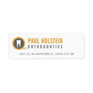RETURN ADDRESS modern dentist tooth logo orange
