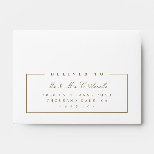 RETURN ADDRESS modern elegant old gold rsvp Envelope (Front)