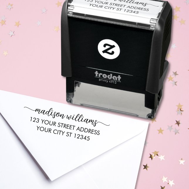 Return Address Modern Handwritten Name Script Self-inking Stamp (Creator Uploaded)