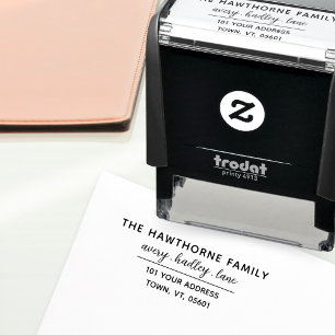 Return Address Modern Minimal Family Script Name Self-inking Stamp