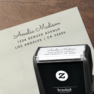 Return Address Modern Minimalist Script Name Self-inking Stamp