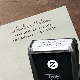 Return Address Modern Minimalist Script Name Self-inking Stamp