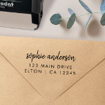 Return Address | Modern Minimalist Script Name Self-inking Stamp<br><div class="desc">Simple,  stylish return address stamp in a modern minimalist design style with an elegant natural script typography in classic black and white,  with an informal handwriting style font. The text can easily be personalized for a super unique stamp!</div>