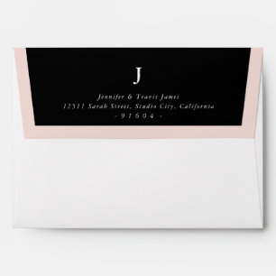 RETURN ADDRESS modern monogram blush pink black Envelope