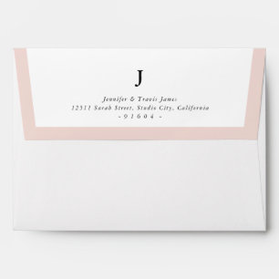 RETURN ADDRESS modern monogram blush pink edge Env Envelope