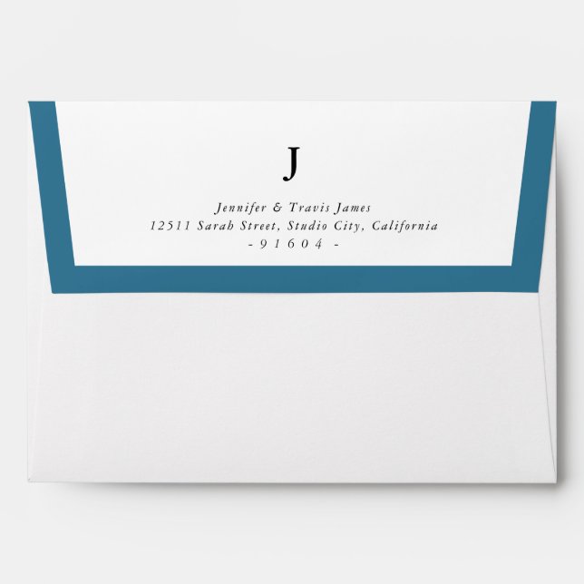 RETURN ADDRESS modern monogram denim blue edge Envelope (Back (Top Flap))