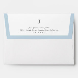 RETURN ADDRESS modern monogram pale blue edge Envelope