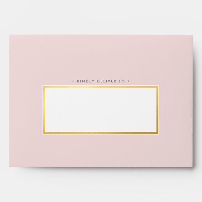 RETURN ADDRESS modern pale blush pink gold marble Envelope (Front)
